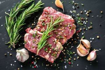 Raw Steak with Herbs and Spices