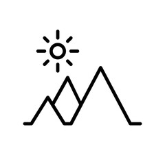 mountains and sun line icon