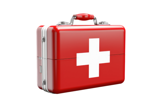 box first aid for emergency on white or PNG transparent background.