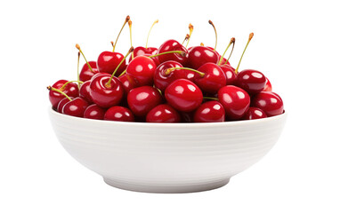 cherries fresh in bowl on white or PNG transparent background. - Powered by Adobe