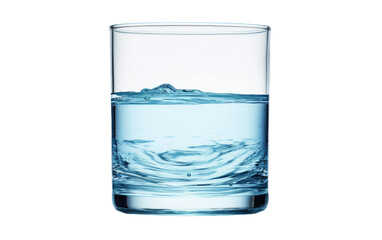 glass filled half with water on white or PNG transparent background.