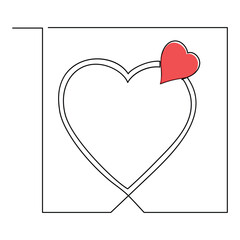 Continuous one line drawing of envelope with heart. Template for love cards and invitations. Love letter. Vector illustration