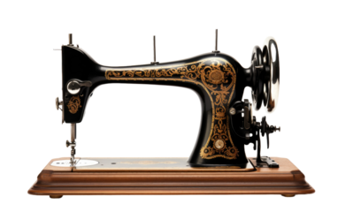 sewing machine old for sewing purpose on white or PNG transparent background.
