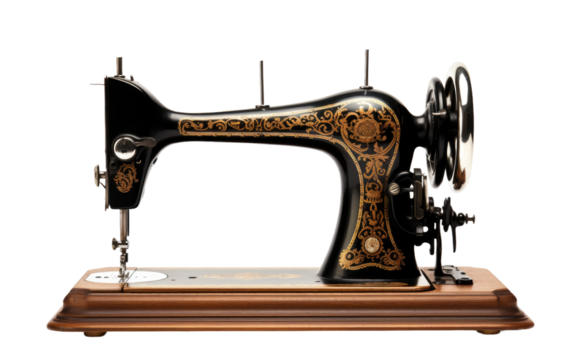 sewing machine old for sewing purpose on white or PNG transparent background. - Powered by Adobe