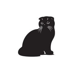 Whiskered Shadows: Scottish Fold Cat Silhouette Series Capturing the Graceful Movements of Feline Elegance - Scottish Fold Cat Illustration - Scottish Fold Cat Vector

