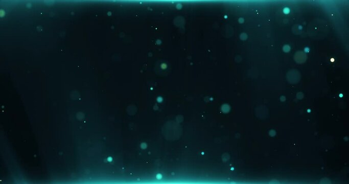 Abstract Floating Blue Particles. 4K Bokeh Particles And Dark Background. Looping Animation.