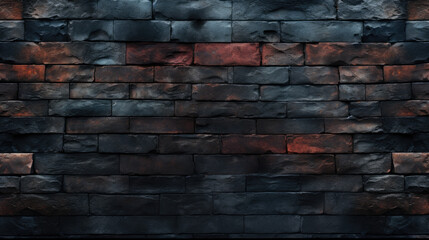 Brick wall background, black grunge texture or pattern for design. Generative ai