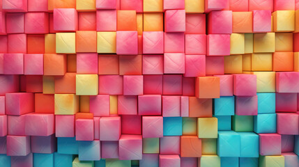 Brick wall background, candy colors grunge texture or pattern for design. Generative ai