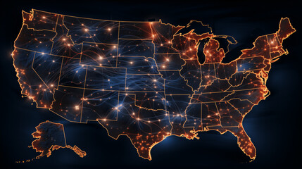 Digital map of USA. United states in digital view. Contour of US map