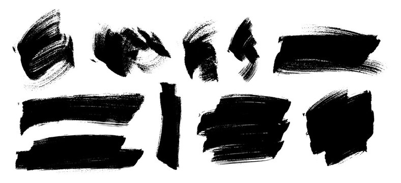 Fat Brush Abstract Shapes With Paint Brush Texture