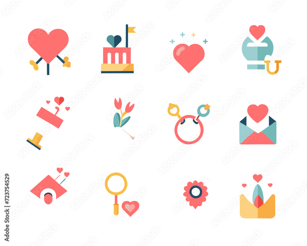 Wall mural valentine icon set vector