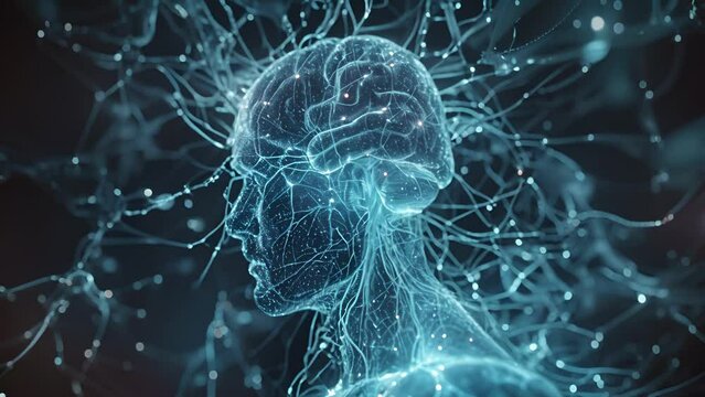A holographic representation of the nervous system pinpointing damaged nerves and isting in the diagnosis of neurological disorders.