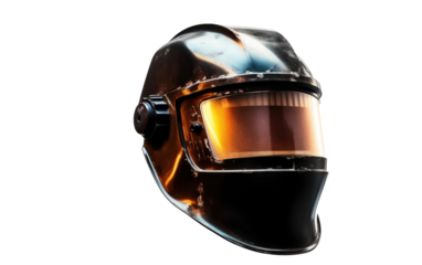 welding mask close up for protection on white or PNG transparent background.
