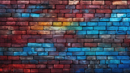 Brick wall background, jazzy colorful grunge texture or pattern for design. Generative ai