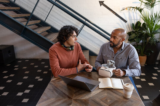 Investor listening to pitch for a technology business startup