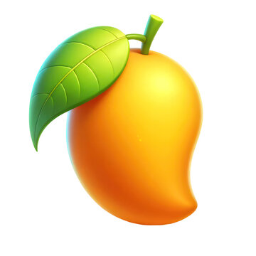 Mango with leaf Isolated on transparent background, 3d style