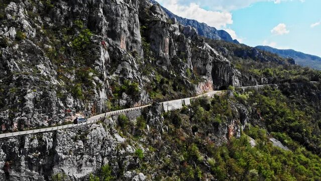 Montenegro mountains driving with car