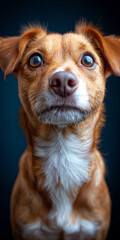 Hunde Gesicht mit großer Schnauze schaut in die Kamera als Nahaufnahme für Poster, ai generativ - obrazy, fototapety, plakaty