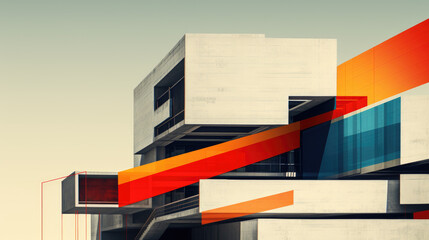Brutalism minimal colorful digital abstract art