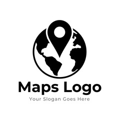 Map Pin Logo Design Element. Map pin location icon logo design