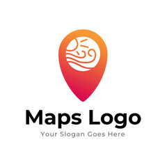 Map Pin Logo Design Element. Map pin location icon logo design