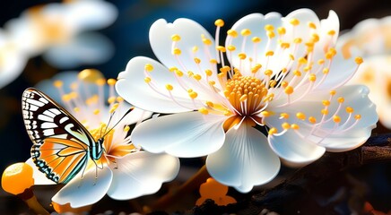 beautiful butterfly on spring flower close-up