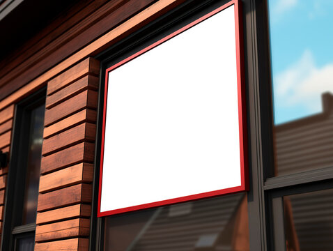 3d render of a blank signboard in a shop window