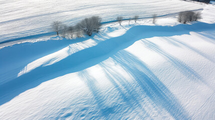 Snow-Covered Fields from Above: Aerial Shadows