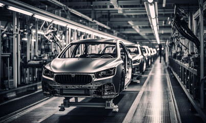 electric car production factory, New vehicle production, An automation manufacturing