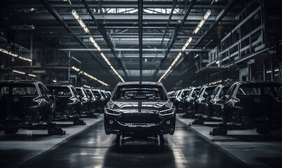 electric car production factory, New vehicle production, An automation manufacturing