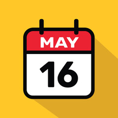 Calendar 16 may Vector illustration background design.