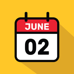 Calendar 2 June Vector illustration background design.