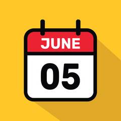 Calendar 5 June Vector illustration background design.