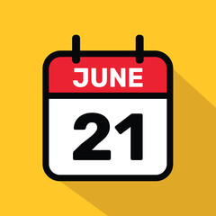 Calendar 21 June Vector illustration background design.