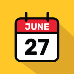 Calendar 27 June Vector illustration background design.