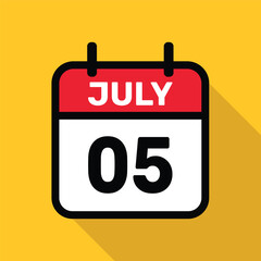 Calendar 05 July Vector illustration background design.