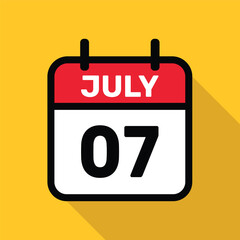 Calendar 07 July Vector illustration background design.