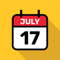 Calendar 17 July Vector illustration background design.