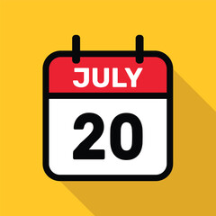 Calendar 20 July Vector illustration background design.