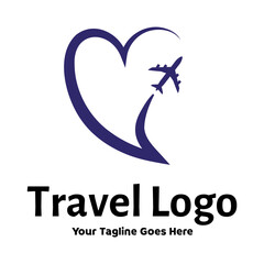 Travel Love Logo, Editable Vector Logo Template Vector. Love Trip Travel Logo Design Template