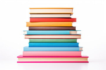 Colorful stacked notebooks background, back to school. Generative ai