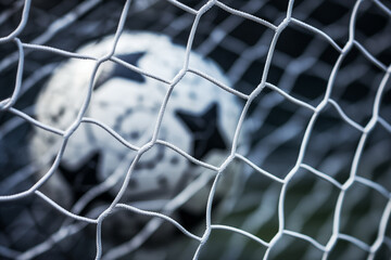 Soccer ball on goal with net