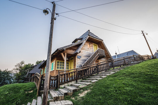 Kustendorf, Serbia - August 28, 2015: Guest houses in Kustendorf village, also called Drvengrad built by Emir Kusturica