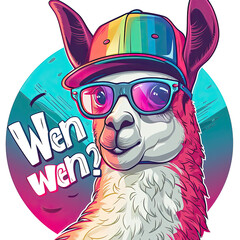 Llama Wen sticker on white background
