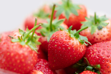Red ripe strawberries background. Close up,