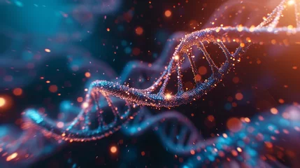 Fototapete Fraktale Wellen Abstract glowing DNA background