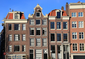 Fototapeta na wymiar Amsterdam Oude Schans Canal House Facades, Netherlands