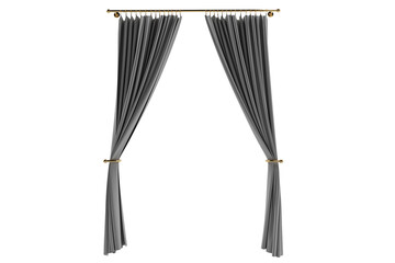 Gray velvet curtain isolated on white background. 
