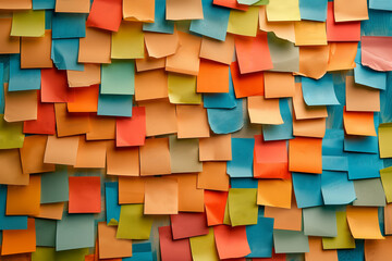 visual representation of a gratitude wall filled with empty blank sticky notes, Presentation slide concept using sticky notes isolated in copy space charming banner, colorful set of blank sticky notes