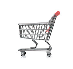 Shopping Basket, Shopping Cart, Shop Cart, Empty Trolley, Supermarket Cart with Copy Space